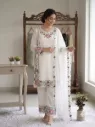 Fox Georgette Embroidered Tunic, Matching Embroidered Palazzo, and Dupatta 3-Piece Suit Set