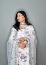 Printed Faux Georgette Embroidered Neck Kurti with Matching Palazzo and Lace Border Dupatta 3-Piece Set