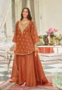Premium Heavy Natural Silk Heavily Embroidered Sequence Kurti with Fancy Cutwork, Matching Sharara, and Embroidered Cutwork Dupatta 3-Piece Festive Luxury Suit Set