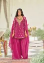 Premium Heavy Natural Silk Heavily Embroidered Sequence Kurti with Fancy Cutwork, Matching Sharara, and Embroidered Cutwork Dupatta 3-Piece Festive Luxury Suit Set