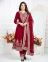 Premium Heavy Faux Georgette Coding Sequins Embroidered Tunic, French Crepe Palazzo Trousers, and Matching Full Embroidered Dupatta 3-Piece Festive Set