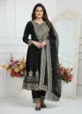 Premium Heavy Faux Georgette Coding Sequins Embroidered Tunic, French Crepe Palazzo Trousers, and Matching Full Embroidered Dupatta 3-Piece Festive Set