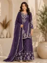 Premium Rangoli Crush Silk Heavily Embroidered Sequence Short Tunic, Matching 42-Inch Palazzo, and Lace Work Dupatta 3-Piece Festive Luxury Set