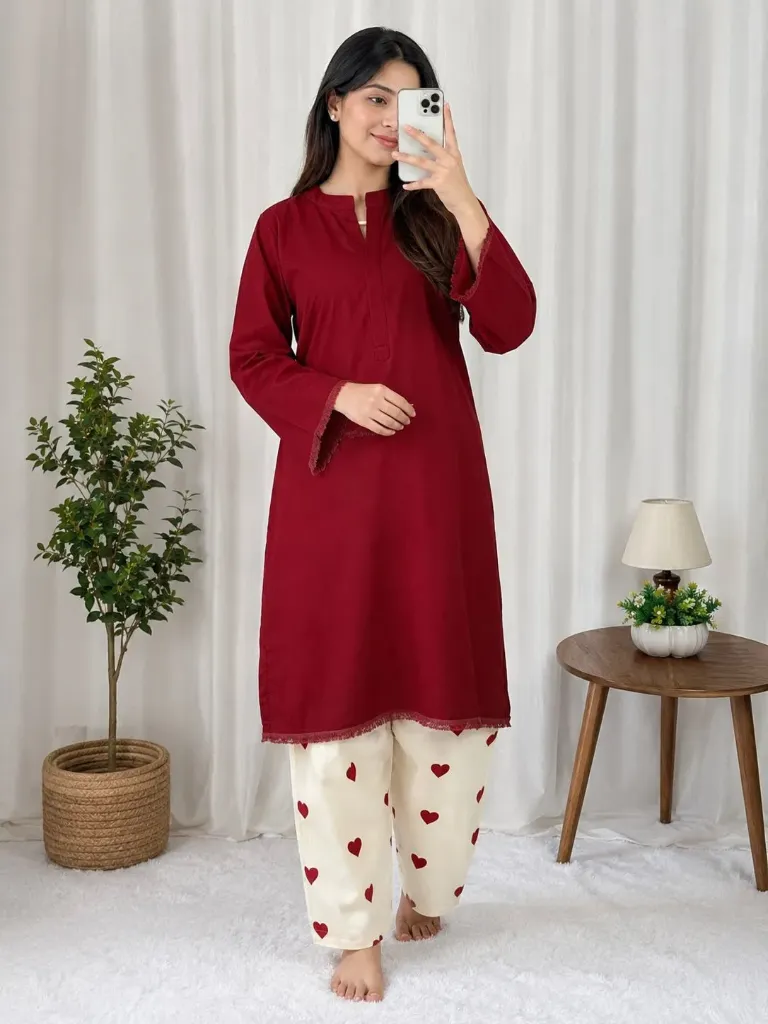 Premium Heavy Rayon Cotton Tunic with Intricately Embroidered Palazzo Pants 2-Piece Designer Co-Ord Set