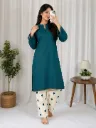 Premium Heavy Rayon Cotton Tunic with Intricately Embroidered Palazzo Pants 2-Piece Designer Co-Ord Set