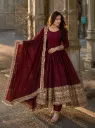 Premium Fandy Crush Fully Flared Anarkali with Sequins Embroidery and Coordinated Embroidered Dupatta