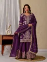 Heavy Chinon Silk 5mm Coding Sequins Embroidered Tunic & Sharara Suit Set