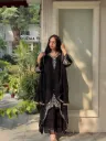 Heavy Fox Georgette Embroidered Long Tunic & Moti Work Palazzo Set with Lace Border Dupatta
