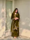 Heavy Fox Georgette Embroidered Long Tunic & Moti Work Palazzo Set with Lace Border Dupatta