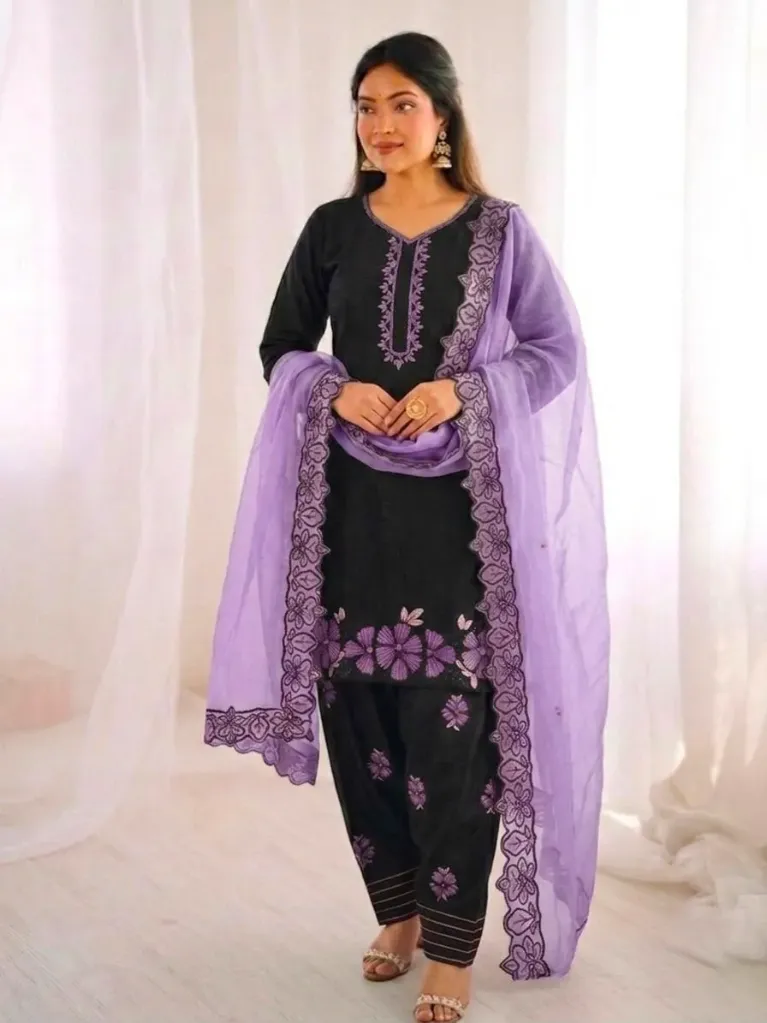 Roman Glass Silk Heavy Embroidered Moti Work Tunic & Farshi Pant Set with Silk Dupatta