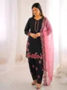 Roman Glass Silk Heavy Embroidered Moti Work Tunic & Farshi Pant Set with Silk Dupatta