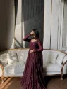 Heavy Star Georgette Silk Embroidered Gown with Lace Border Dupatta 2-Piece Set