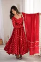 Chinon Silk Sequins Embroidered Heavy Flare Anarkali Set