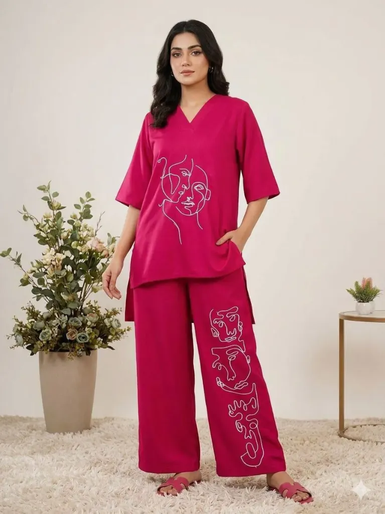 Roman Silk Embroidered Premium Co-Ord Set