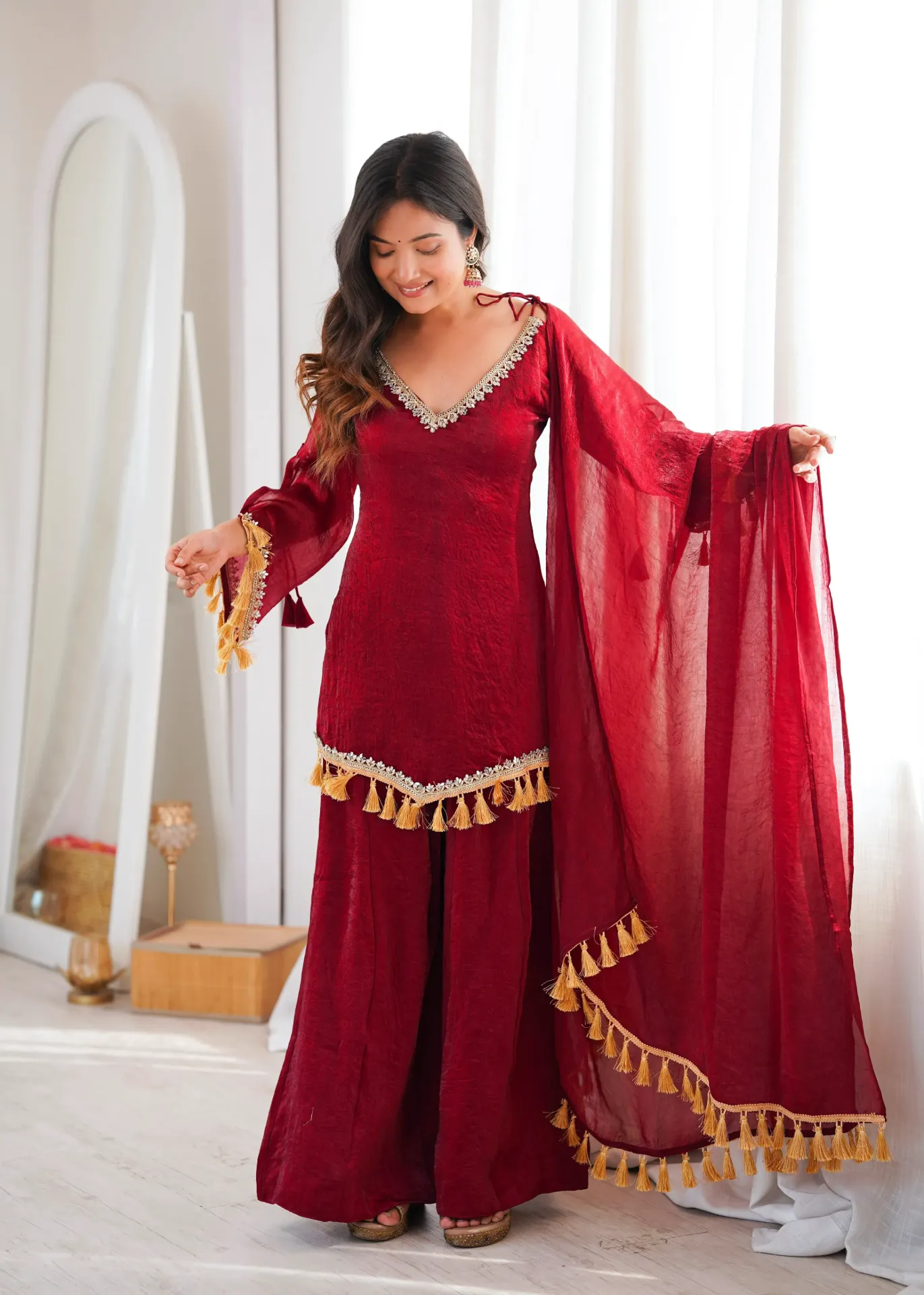 Doremon Crush Ethnic Suit with Real Mirror Work Lace Border and Dupatta