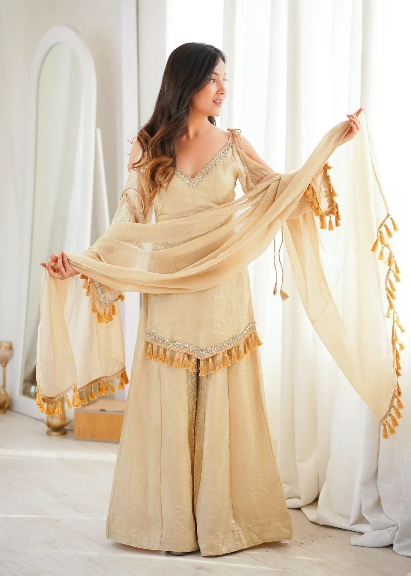 Doremon Crush Ethnic Suit with Real Mirror Work Lace Border and Dupatta
