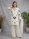 Soft Organza Embroidered Suit with Cutwork Top, Palazzo, and Dupatta Set