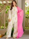 Natural Crepe Silk Top with Farshi Salwar and Dupatta Set