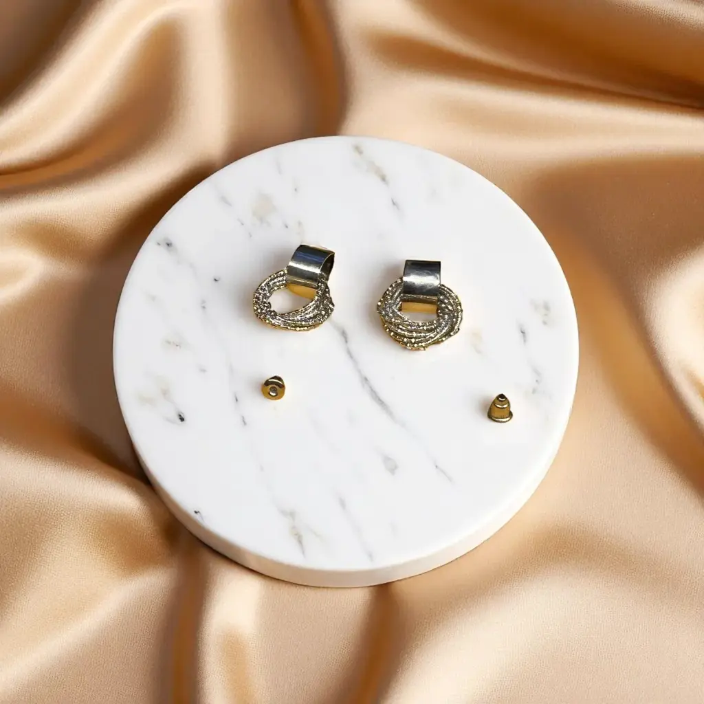 Gold Colored Knotted Circle Earrings