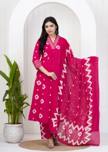 Ikat Palazzo Suit Set with Dupatta