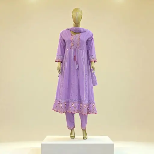 Lavender Shiffli Anarkali - Beautiful and Comfortable