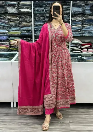 Sanganeri Print Angrakha Kurta Set