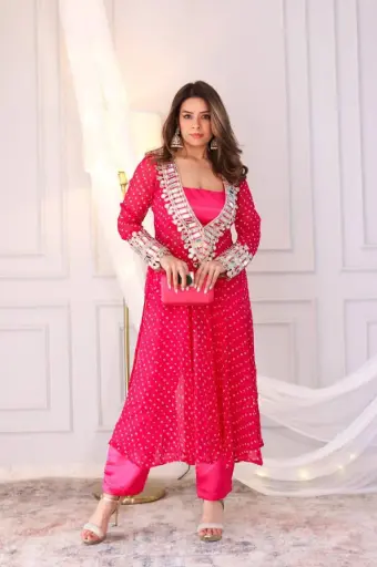 Glamorous Georgette Kurta Palazzo Set (Available in 8 Colors)