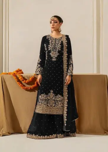 Coded Sequin Georgette Palazzo Set (Available in Majenta and Black)
