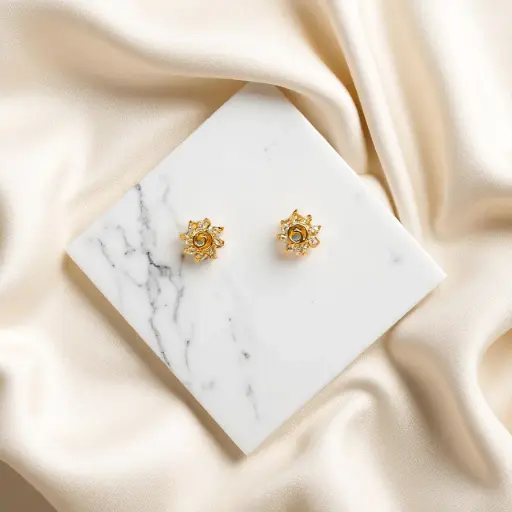 Dazzling Sunflower Stud Earrings