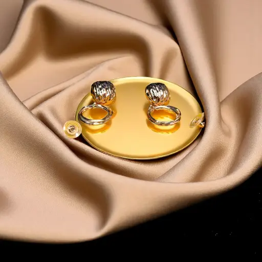Rose Gold Textured Circle Drop Earrings