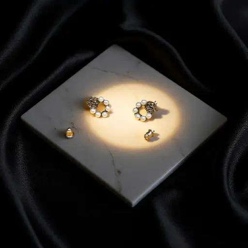Elegant Pearl & Rose Stud Earrings