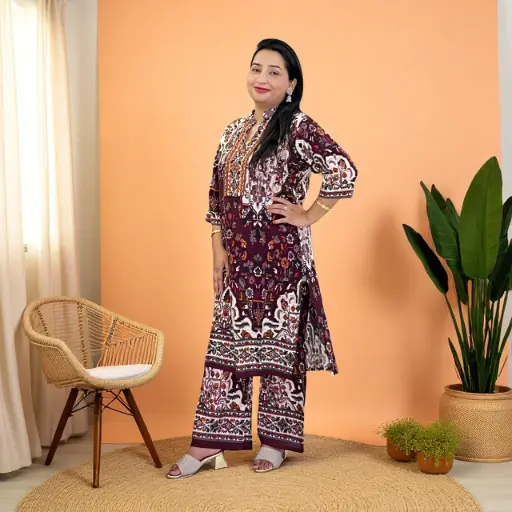Printed Kurti with Palazzo Pants - Bohemian Chic