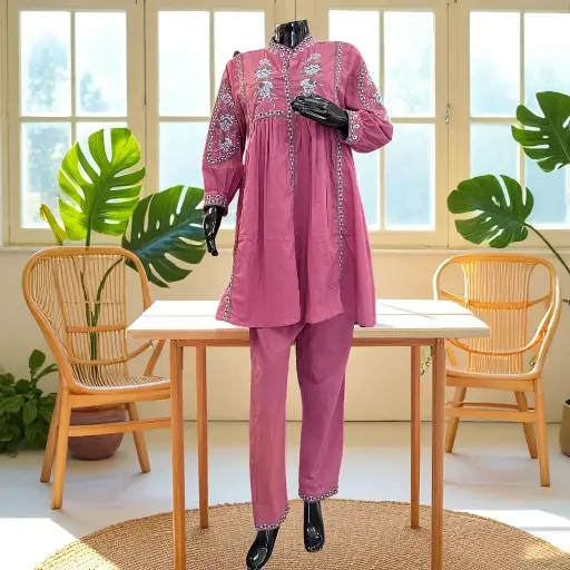 Dusty Rose Embroidered Co-ord Set