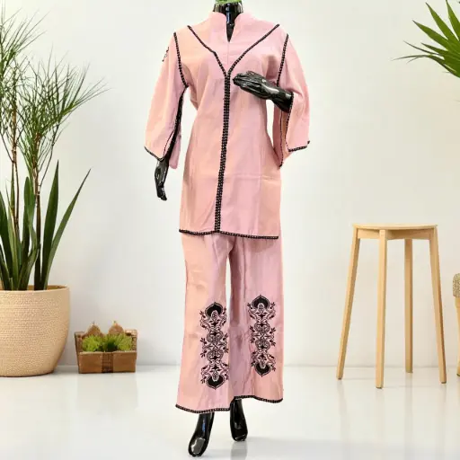 Rose Blush Embroidered Palazzo Co-ord Set